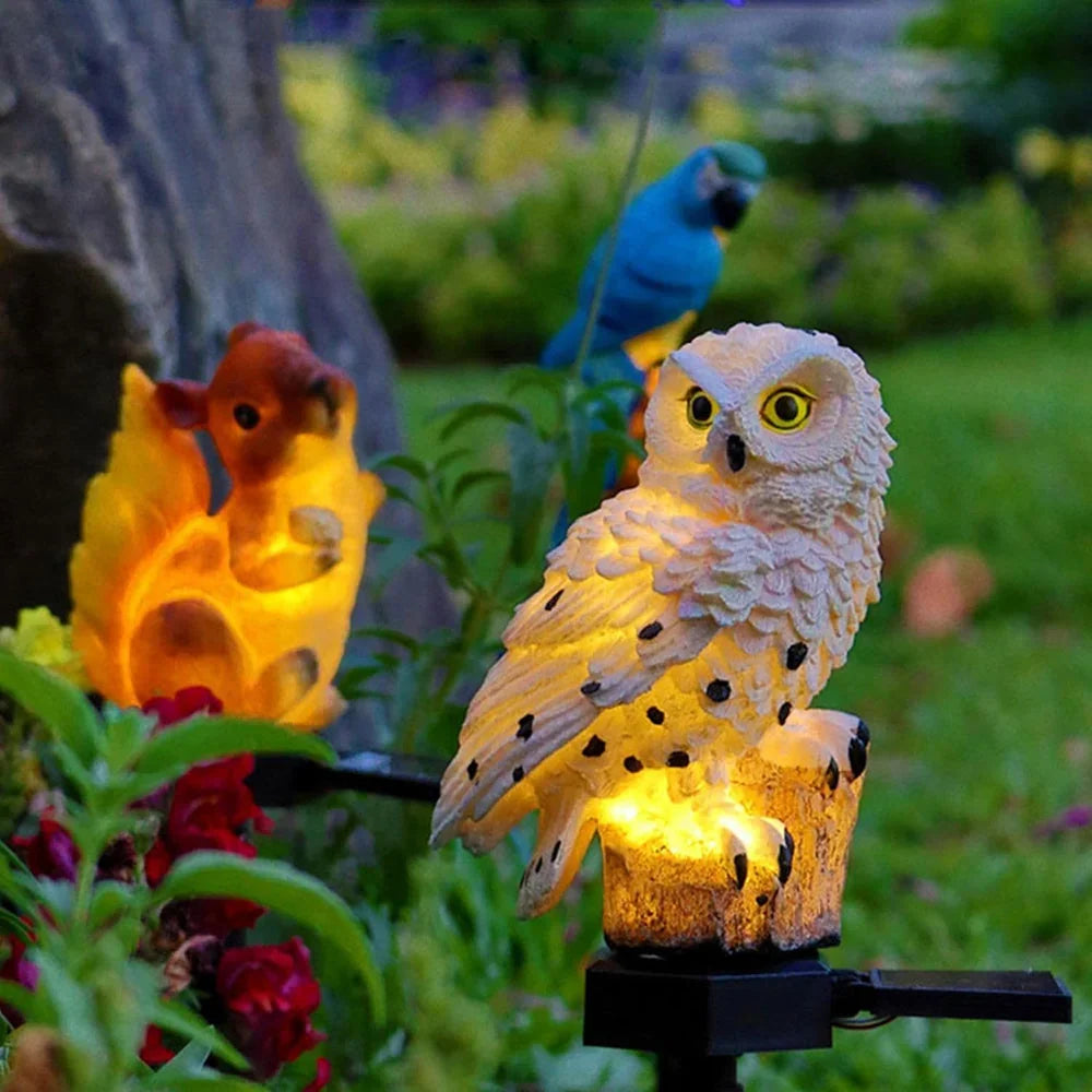 Solar Owl Garden Light with Warm White LED, Waterproof IP65, 45 cm 12