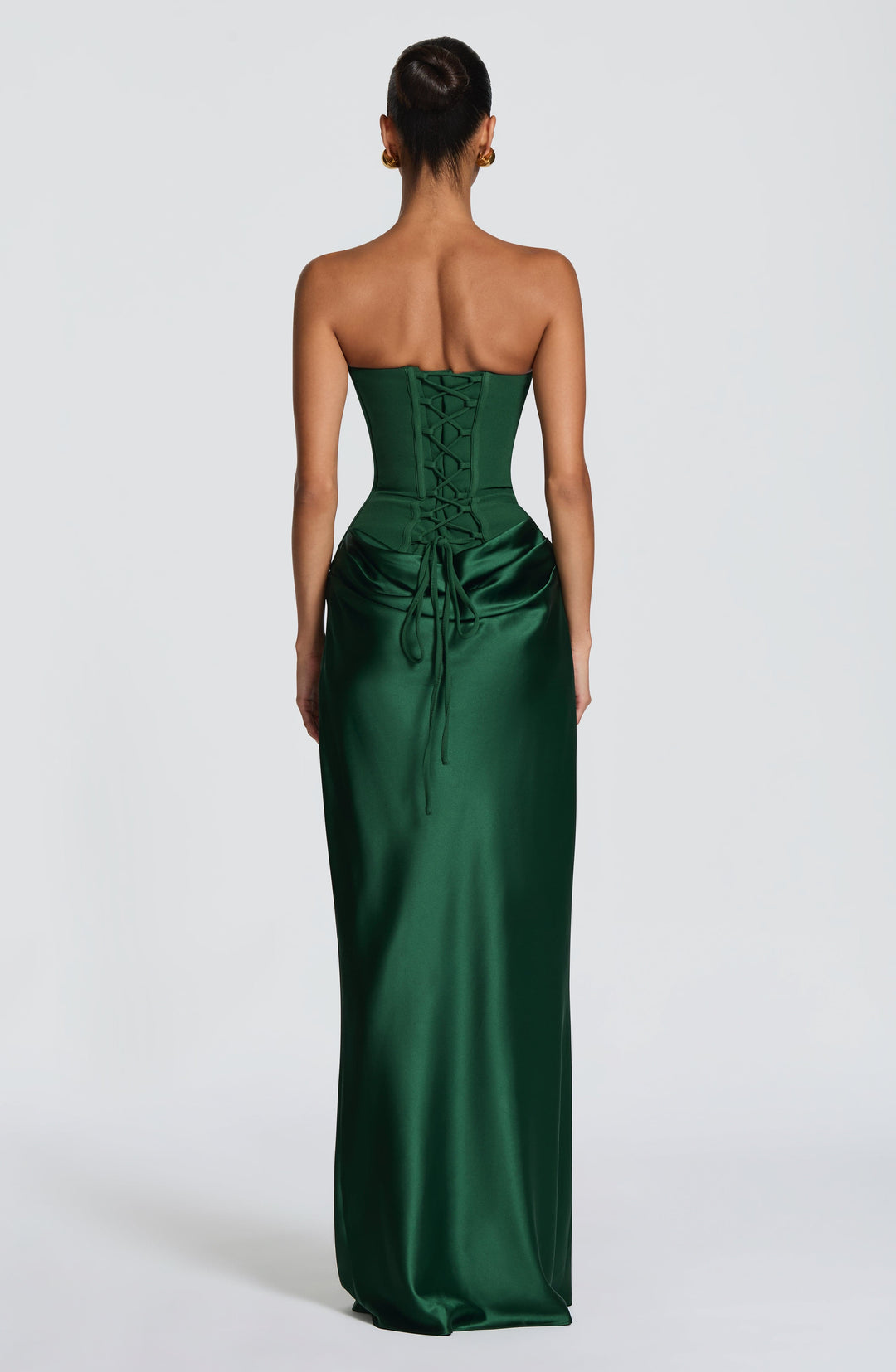Strapless Corset Maxi Dress with Satin Cowl Skirt 30
