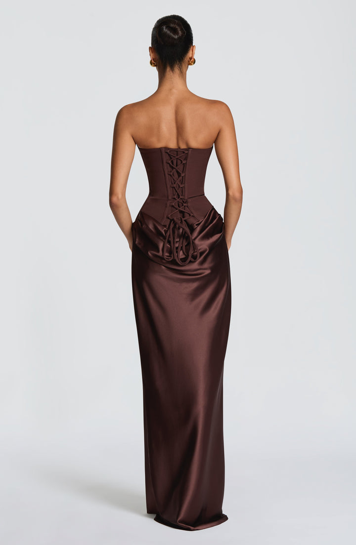 Strapless Corset Maxi Dress with Satin Cowl Skirt 2