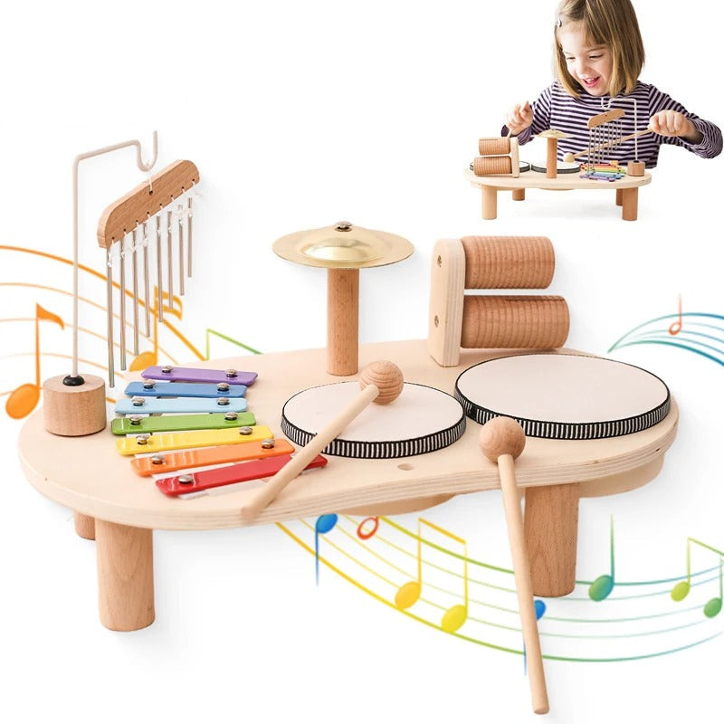 Montessori Wooden Music Toy Set with Xylophone and Chimes 11
