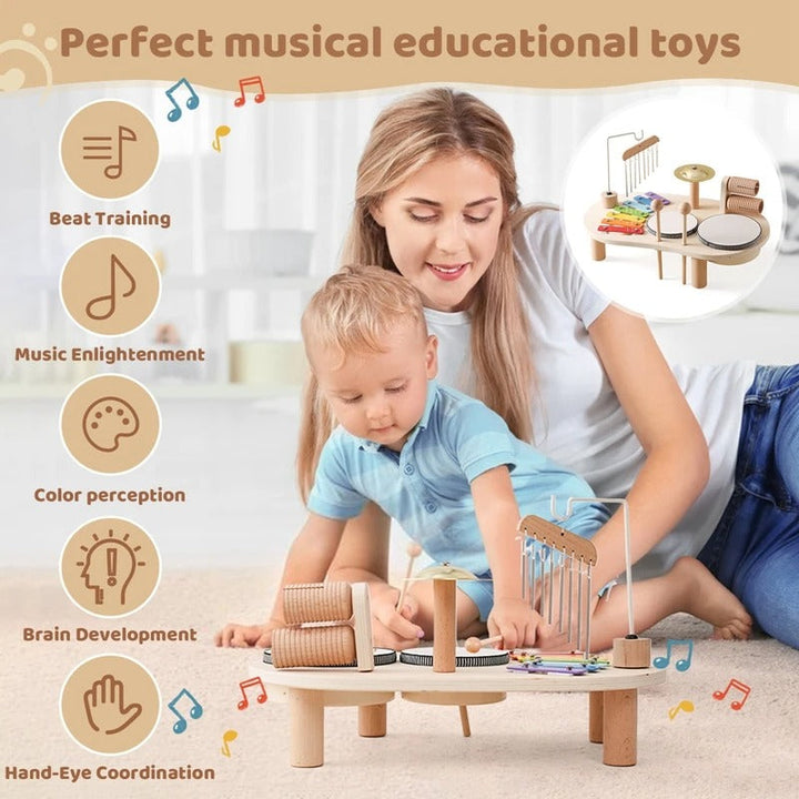 Montessori Wooden Music Toy Set with Xylophone and Chimes 6