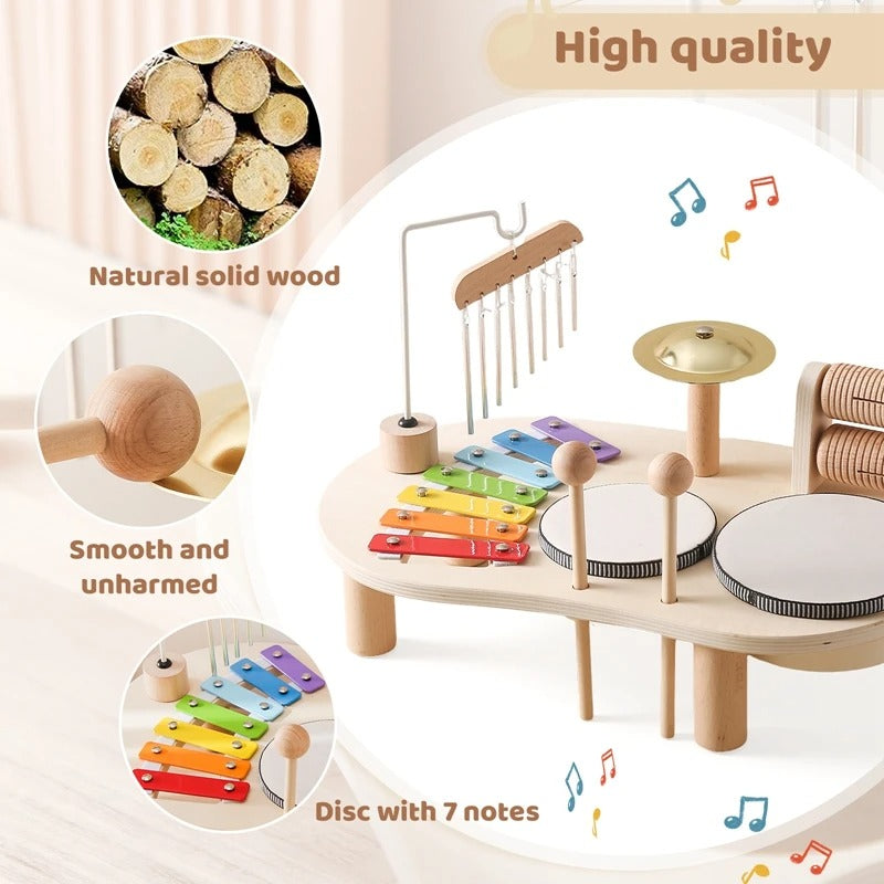 Montessori Wooden Music Toy Set with Xylophone and Chimes 7