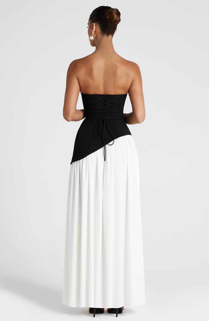 Strapless Formal Maxi Dress with Pleated Skirt & Thigh Slit 10
