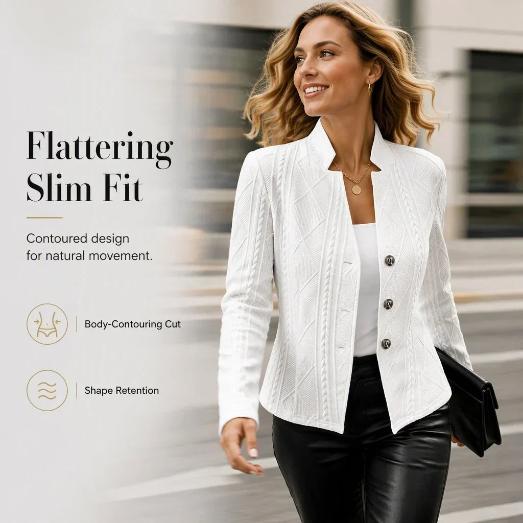 Women's Textured Button-Front Blazer for Office and Evening 18