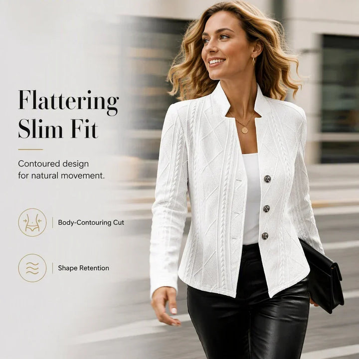 Women's Textured Button-Front Blazer for Office and Evening 18