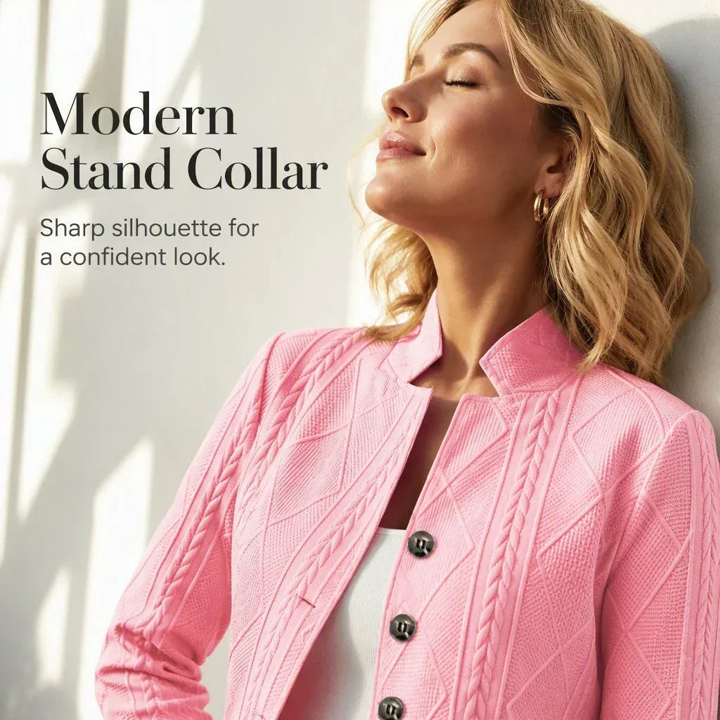 Women's Textured Button-Front Blazer for Office and Evening 19