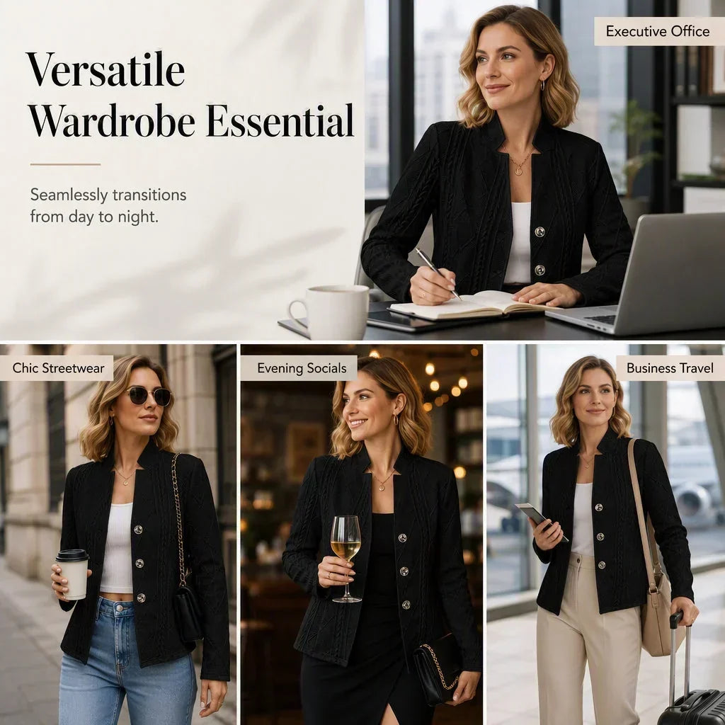 Women's Textured Button-Front Blazer for Office and Evening 21