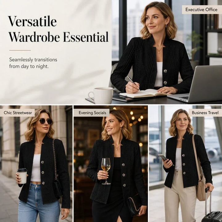 Women's Textured Button-Front Blazer for Office and Evening 21