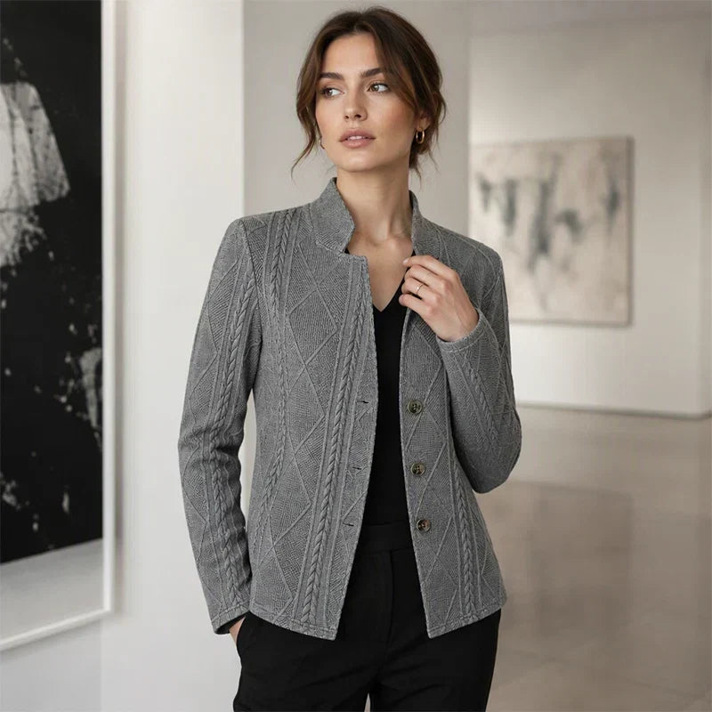 Women's Textured Button-Front Blazer for Office and Evening 11