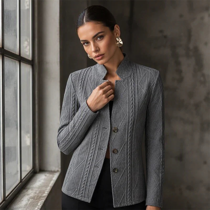 Women's Textured Button-Front Blazer for Office and Evening 10