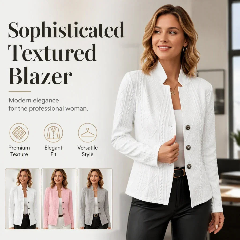 Women's Textured Button-Front Blazer for Office and Evening 17