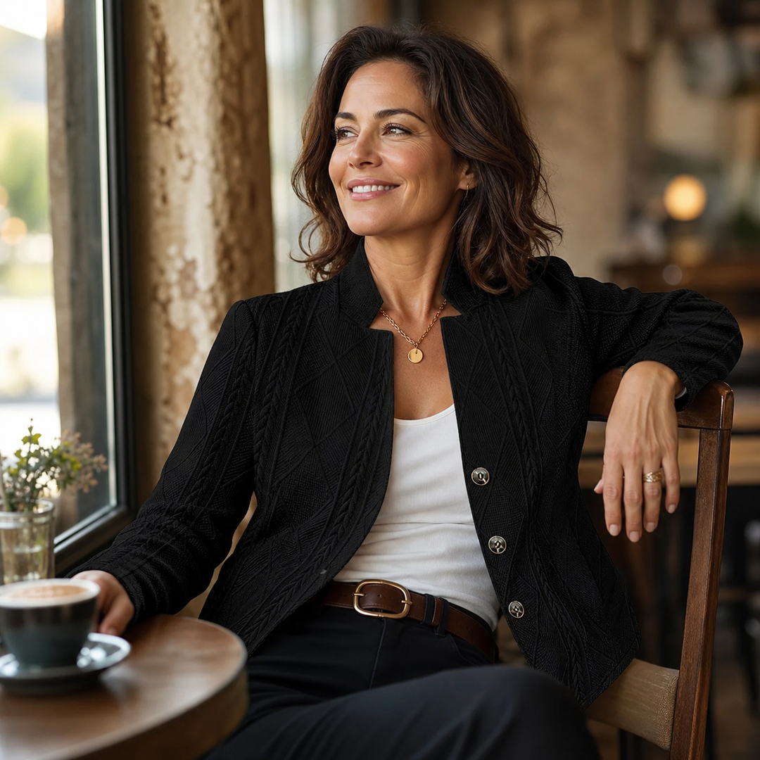 Women's Textured Button-Front Blazer for Office and Evening 14