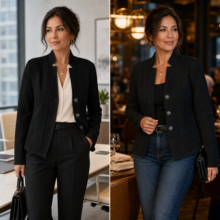 Women's Textured Button-Front Blazer for Office and Evening 16