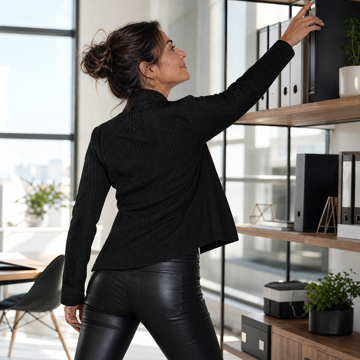 Women's Textured Button-Front Blazer for Office and Evening 13