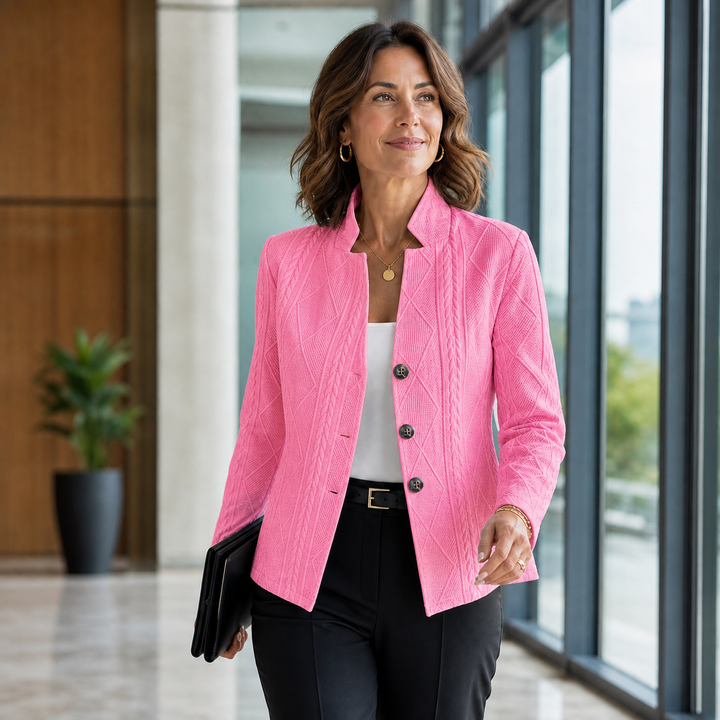 Women's Textured Button-Front Blazer for Office and Evening 8