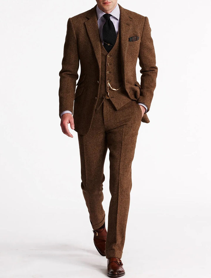 Men's Classic Tweed Three-Piece Suit 1