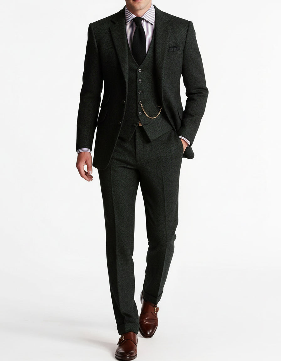 Men's Classic Tweed Three-Piece Suit 2