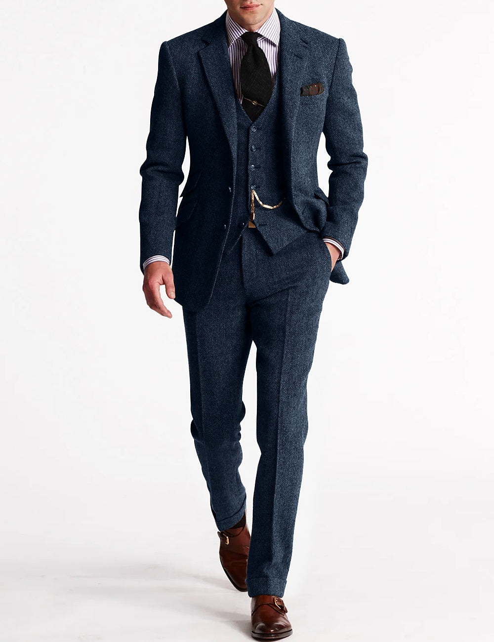 Men's Classic Tweed Three-Piece Suit 5