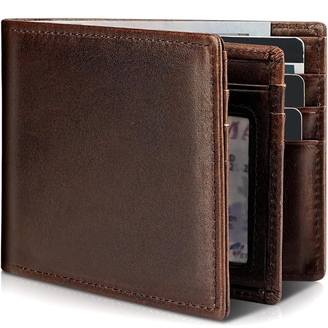 Men's Genuine Leather Bifold Wallet with RFID Protection 2