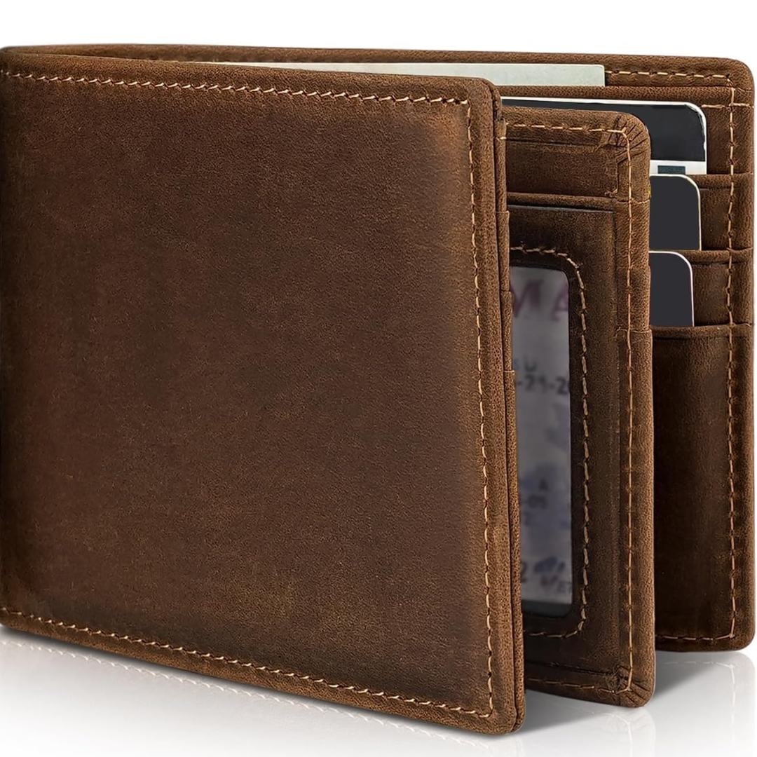 Men's Genuine Leather Bifold Wallet with RFID Protection 3