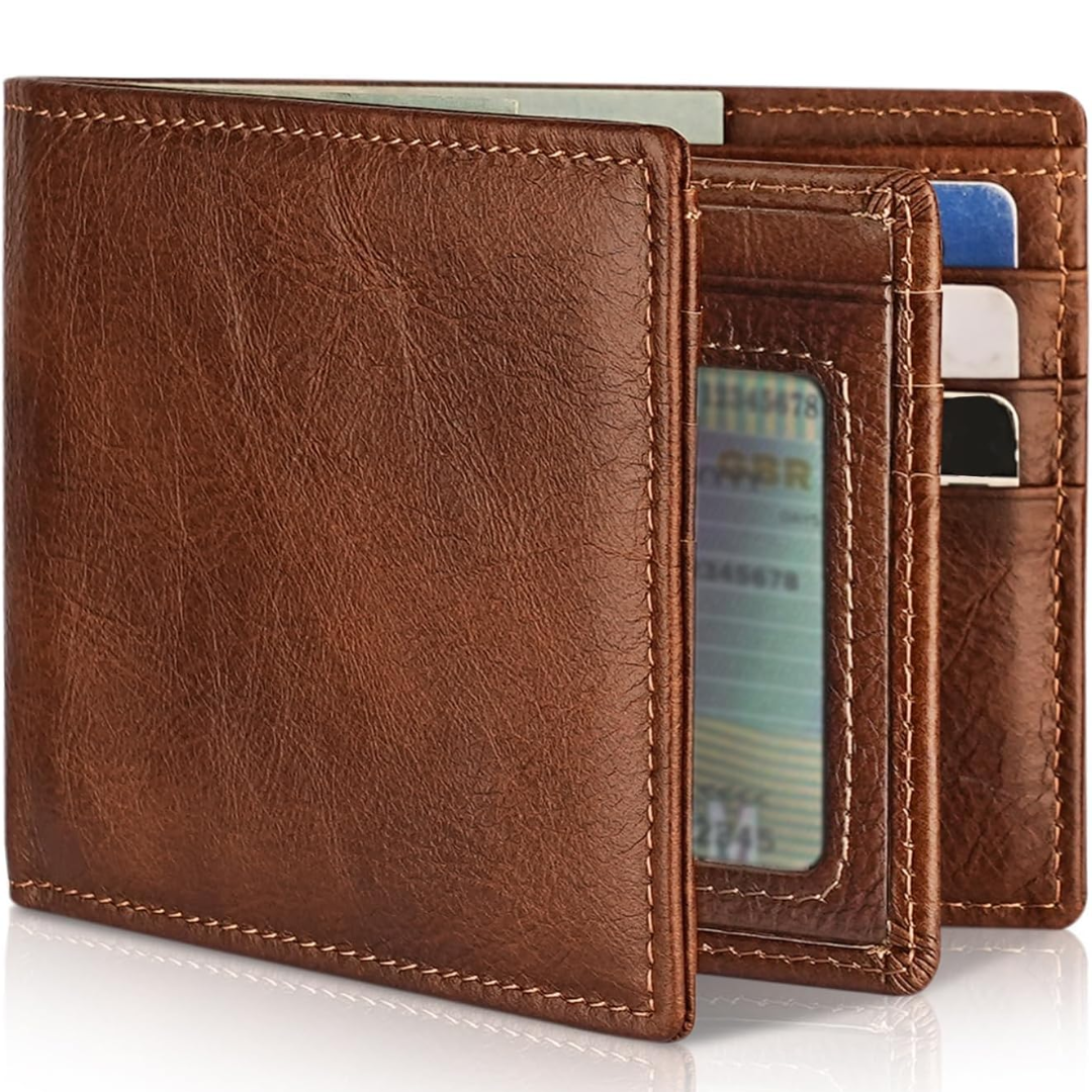 Men's Genuine Leather Bifold Wallet with RFID Protection 5