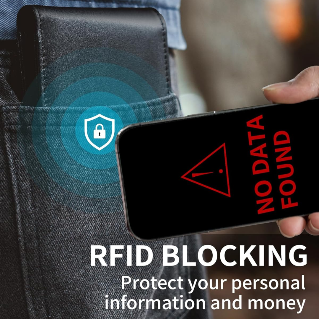 Men's Genuine Leather Bifold Wallet with RFID Protection 9
