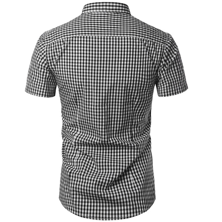 Men's Short Sleeve Checkered Button-Down Shirt 8