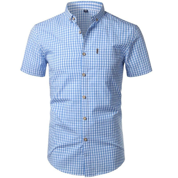 Men's Short Sleeve Checkered Button-Down Shirt 1