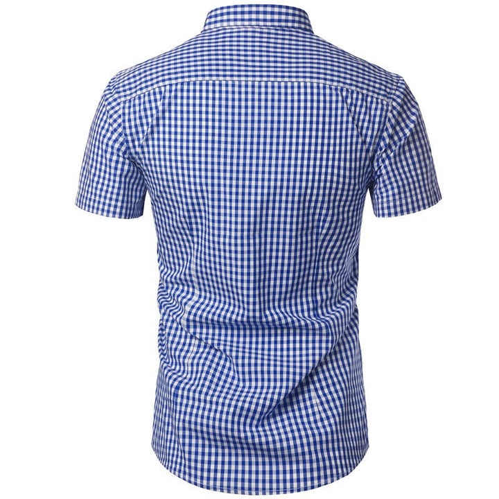 Men's Short Sleeve Checkered Button-Down Shirt 6