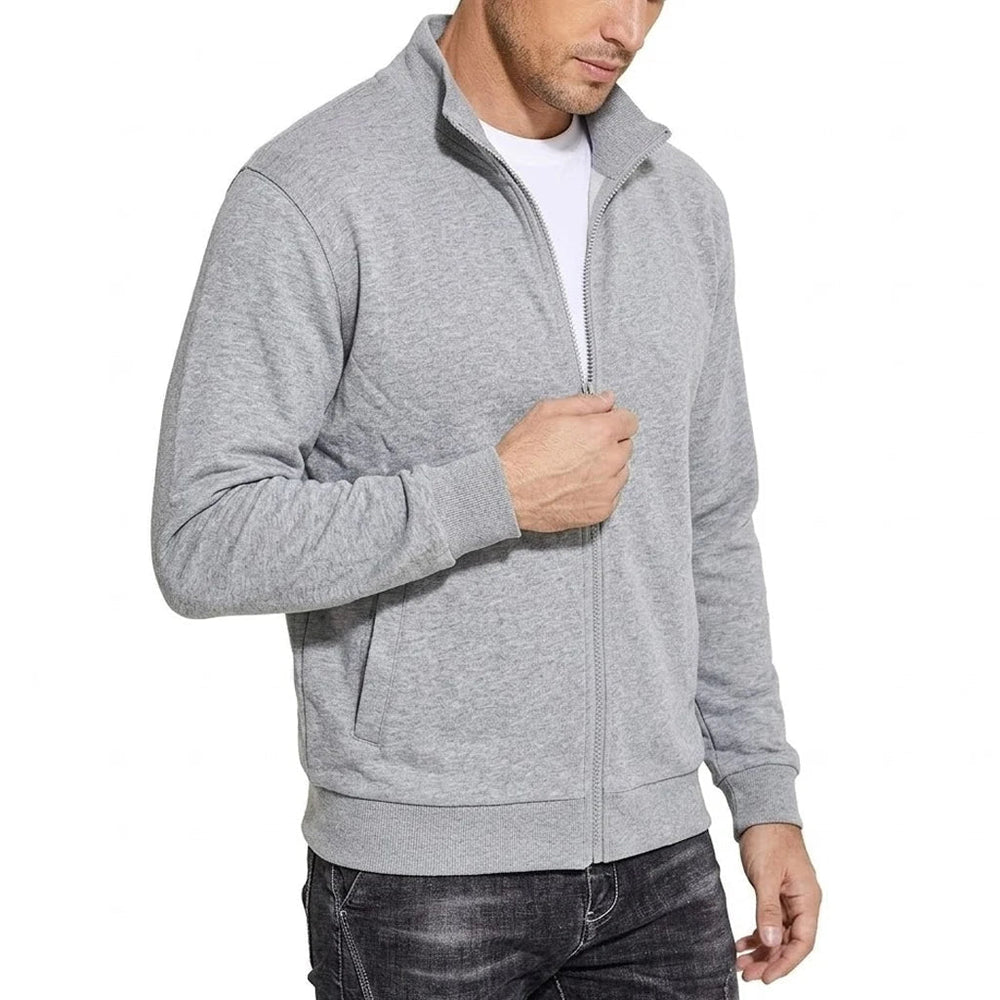 Men's Zip-Up Cotton Sweatshirt Jacket, Breathable Classic Relaxed Fit 2