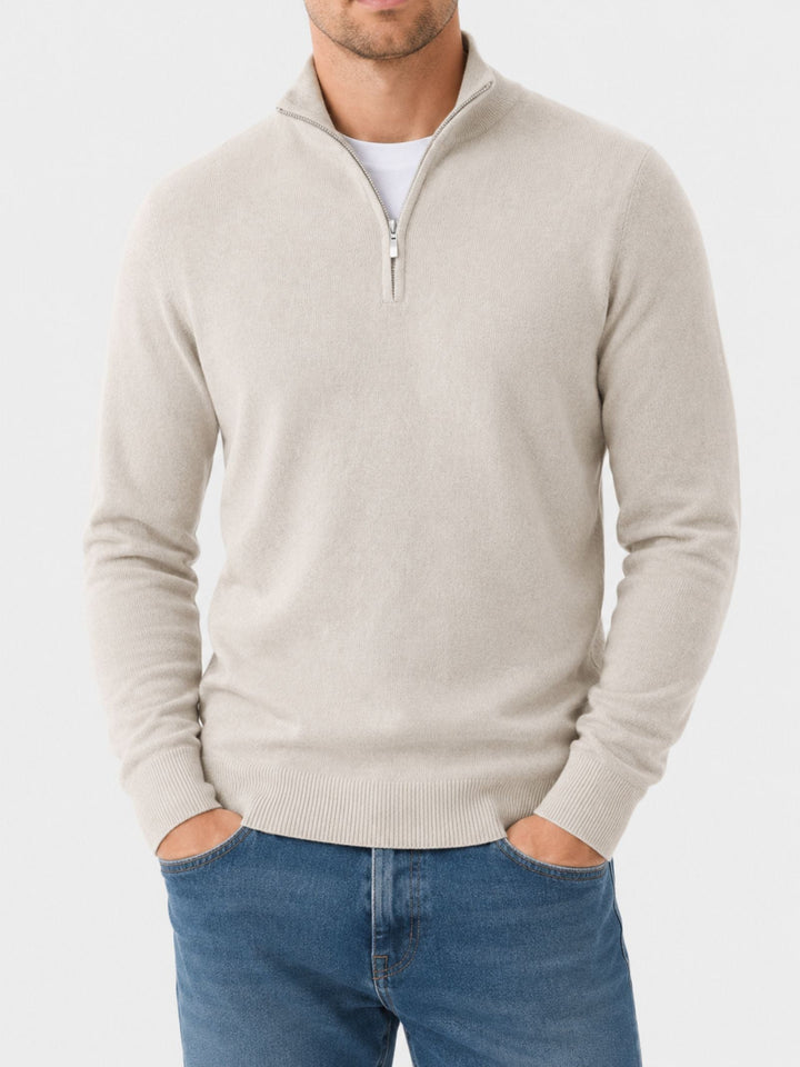 Men's Merino Wool Sweater with V-Neck and Zip Detail 10