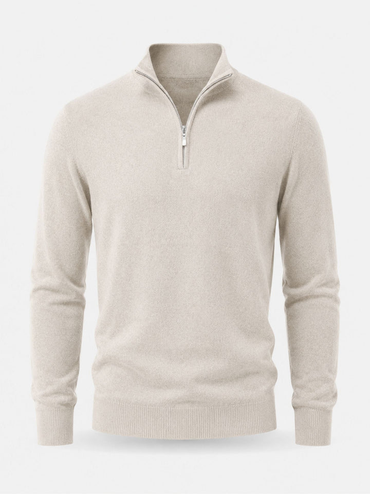 Men's Merino Wool Sweater with V-Neck and Zip Detail 12