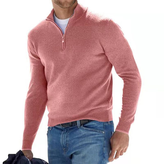 Men's Merino Wool Sweater with V-Neck and Zip Detail 3