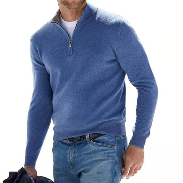 Men's Merino Wool Sweater with V-Neck and Zip Detail 4