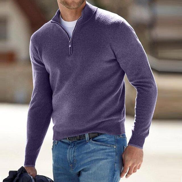 Men's Merino Wool Sweater with V-Neck and Zip Detail 5