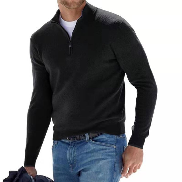Men's Merino Wool Sweater with V-Neck and Zip Detail 6
