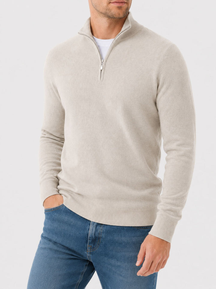 Men's Merino Wool Sweater with V-Neck and Zip Detail 9