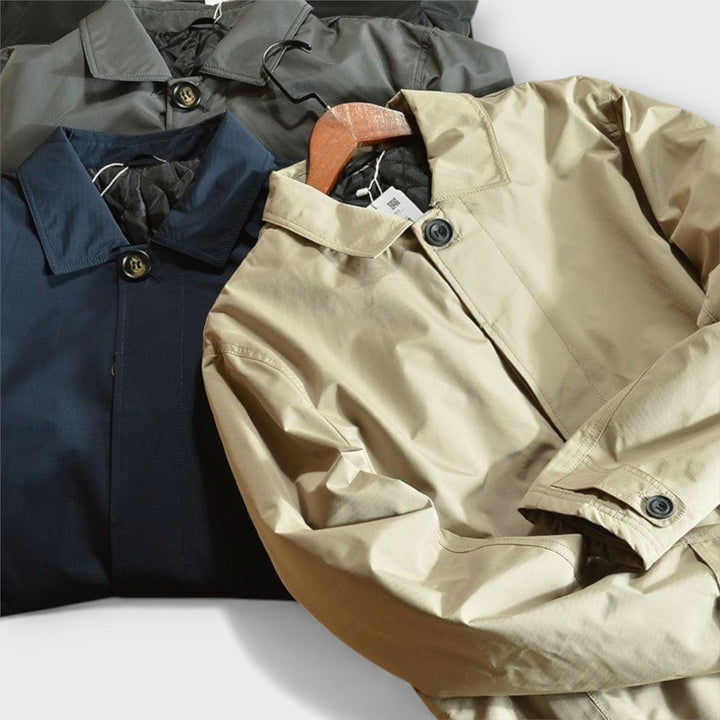 Men's Mid-Length Button-Front Coat with Classic Turn-Down Collar 9