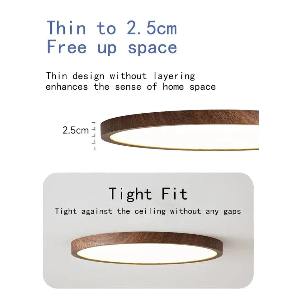 Round Ultra-Slim Wood Finish LED Ceiling Light, 30 cm or 40 cm 3