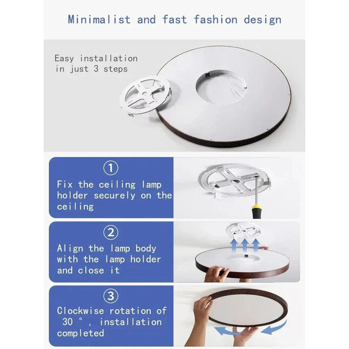 Round Ultra-Slim Wood Finish LED Ceiling Light, 30 cm or 40 cm 5