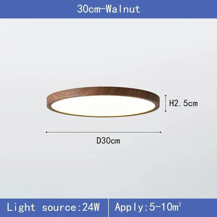 Round Ultra-Slim Wood Finish LED Ceiling Light, 30 cm or 40 cm 7