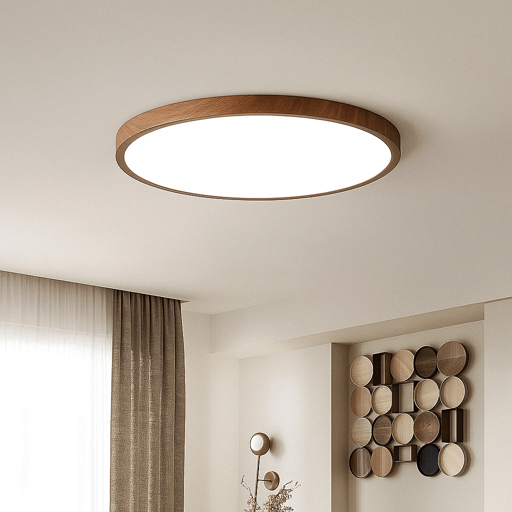 Round Ultra-Slim Wood Finish LED Ceiling Light, 30 cm or 40 cm 11