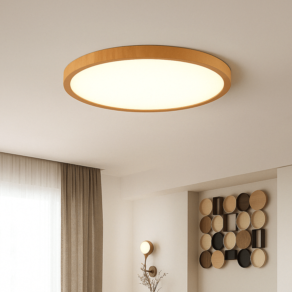 Round Ultra-Slim Wood Finish LED Ceiling Light, 30 cm or 40 cm 14
