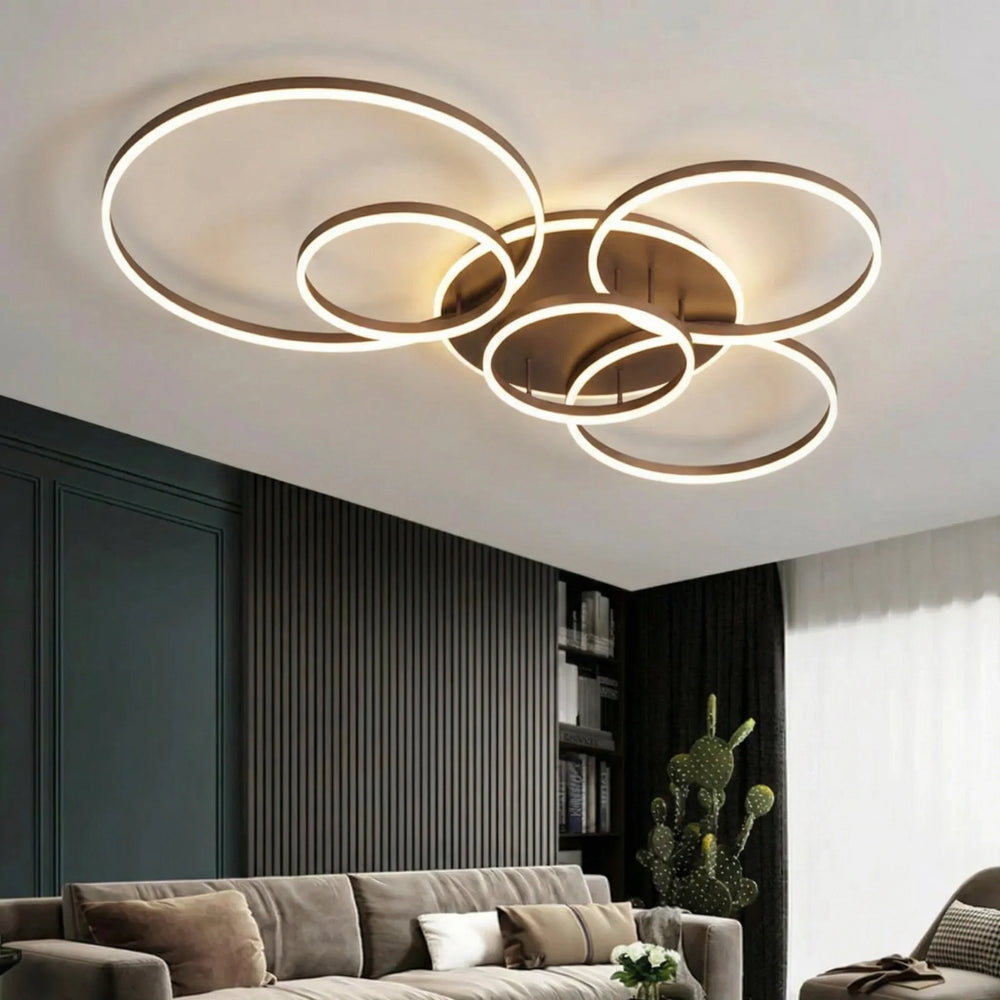 Modern Black LED Ceiling Light with 5 or 6 Dimmable Rings and Remote 2
