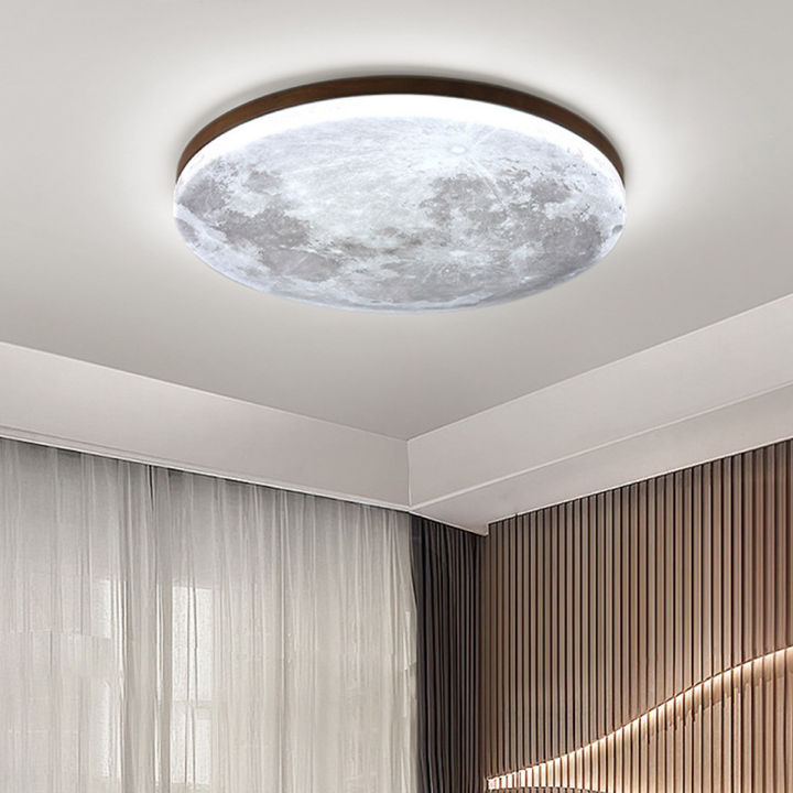 Round Moon Disc LED Ceiling Light, Dimmable, Flush or Hanging Mount 6