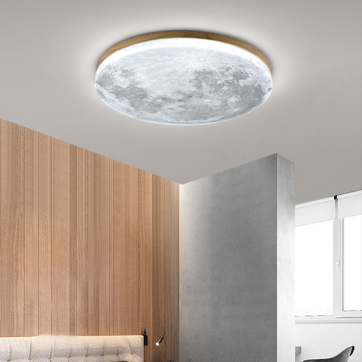 Round Moon Disc LED Ceiling Light, Dimmable, Flush or Hanging Mount 7