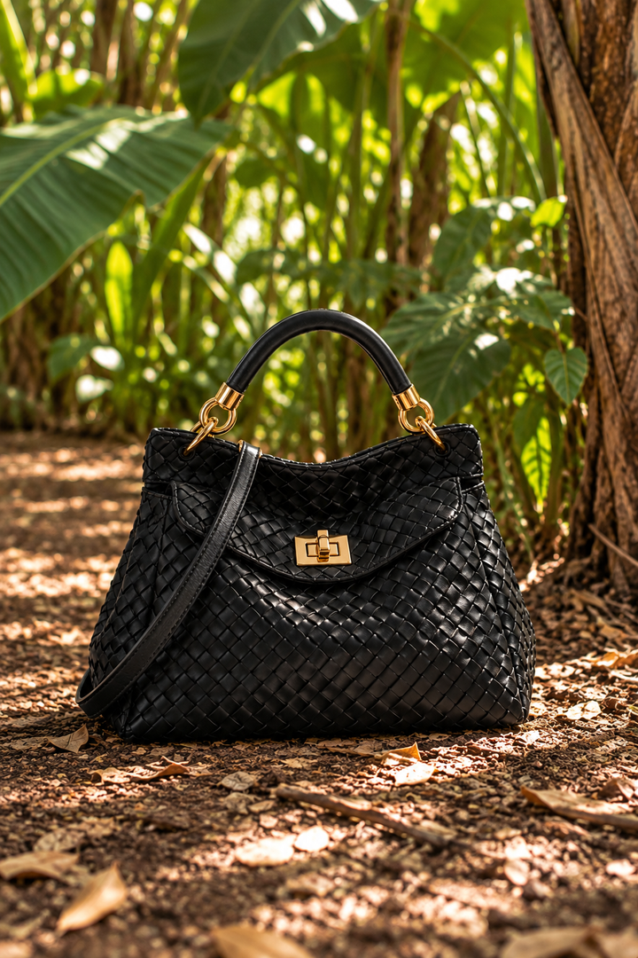 Classic Vegan Leather Top Handle Bag with Removable Crossbody Strap 1