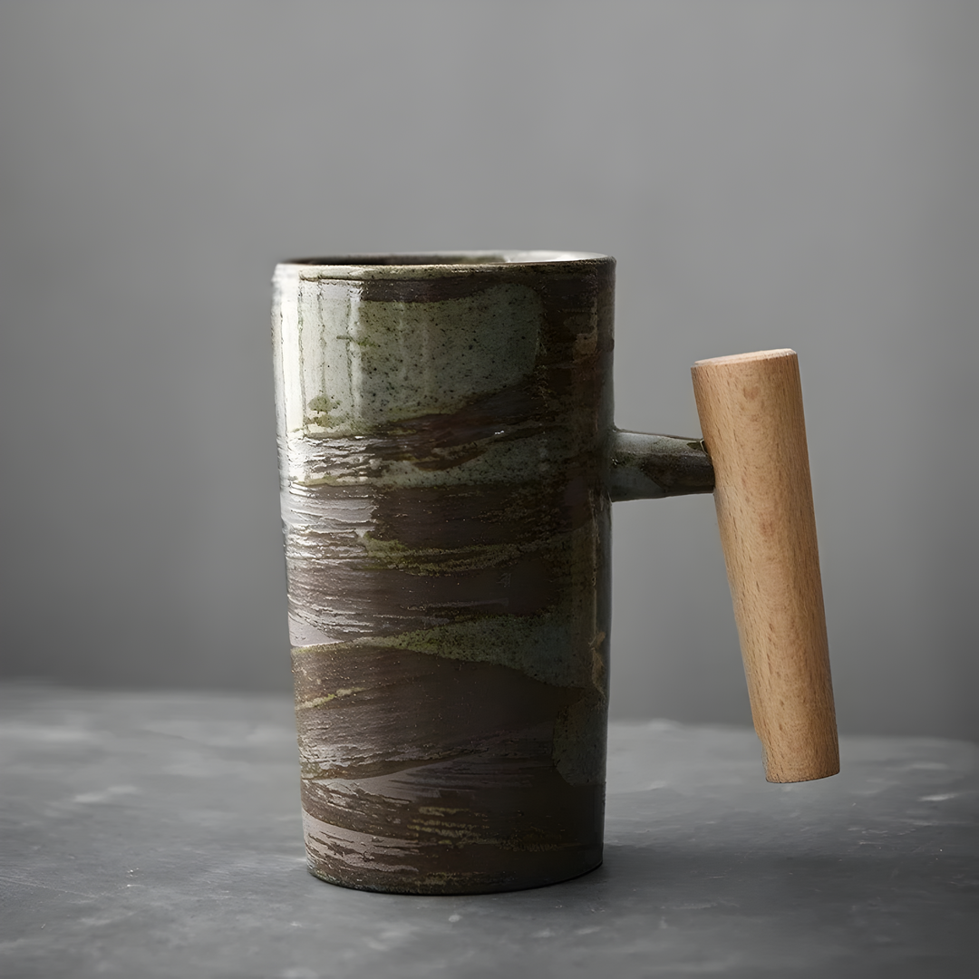 Japanese Style Stoneware Coffee Mug in Earth Tones 6