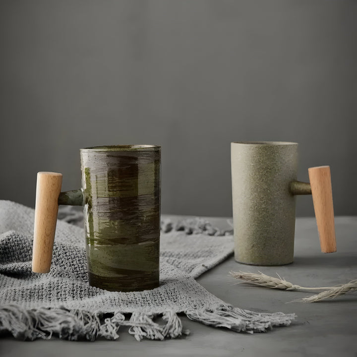 Japanese Style Stoneware Coffee Mug in Earth Tones 1