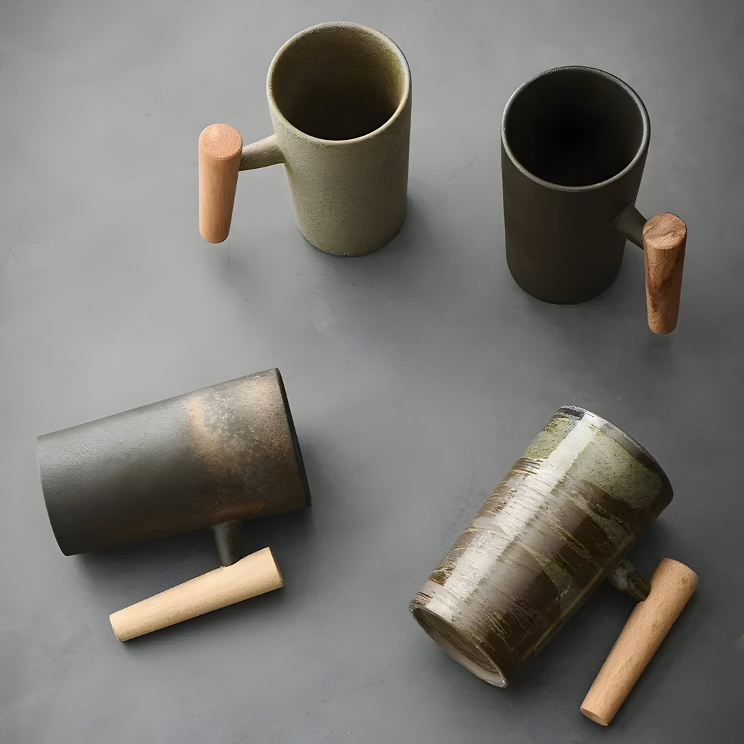Japanese Style Stoneware Coffee Mug in Earth Tones 8